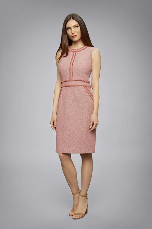 Rumour London Eloise soft pink cotton tweed dress with fringed detail