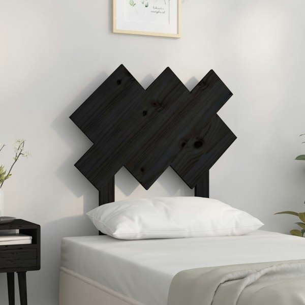 Berkfield Bed Headboard Black 72.5x3x81 cm Solid Wood Pine