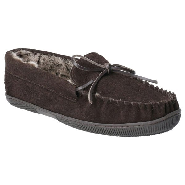 Hush Puppies Mens Ace Slip On Leather Slipper - Chocolate