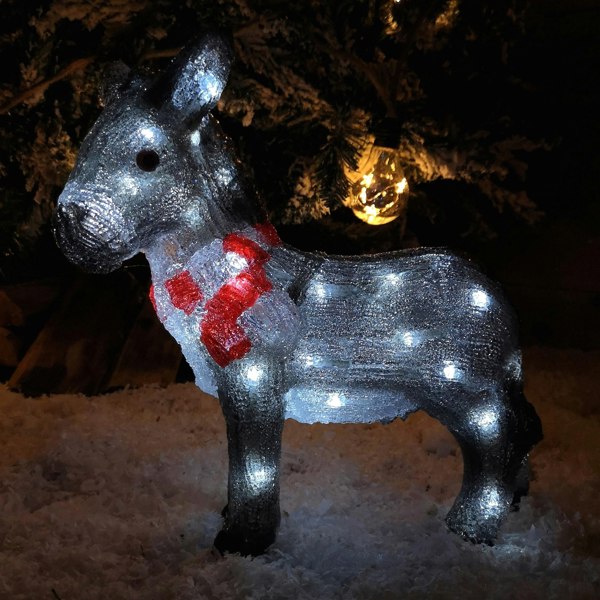 Samuel Alexander 34cm Battery Operated LED Light up Acrylic Christmas Donkey Decoration