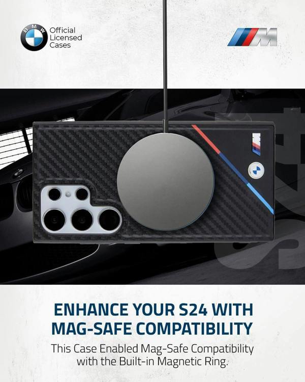 BMW Carbon Tricolor with MagSafe Case for Samsung Galaxy S24 6.2" Black - BMHMS24S23PUDTK
