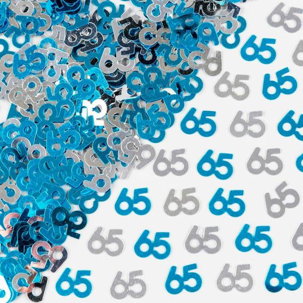 65th Birthday Blue & Silver Metallic Confetti Pack for Party Table Decoration image 1