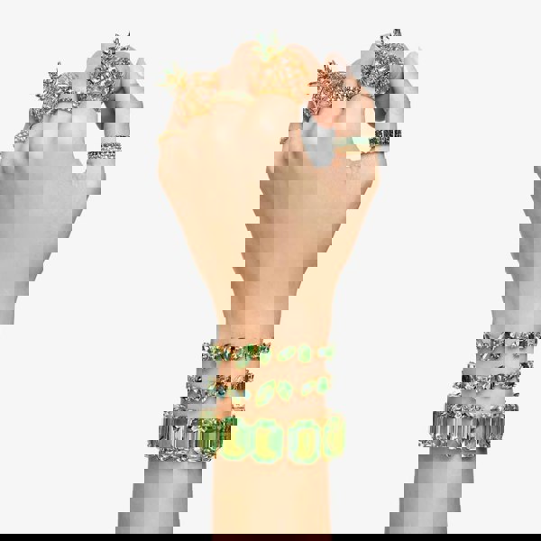 Swarovski Gema Gold Tone Mixed Cut Green Bracelet 5652822 M