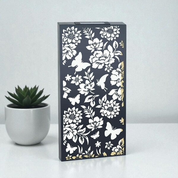 EDH Door Hardware Large Solar Wall Panel with Butterfly & Floral Design – Outdoor Metal LED Garden Wall Art – 60cm x 30cm