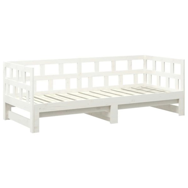 Berkfield Pull-out Day Bed White Solid Wood Pine 2x(90x190) cm