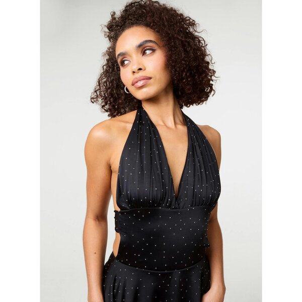 Pink Vanilla Diamante Slinky Halter Dress