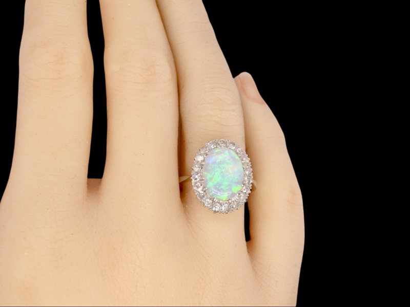 Vintage Tom 18 Carat Gold Opal & Diamond Ring