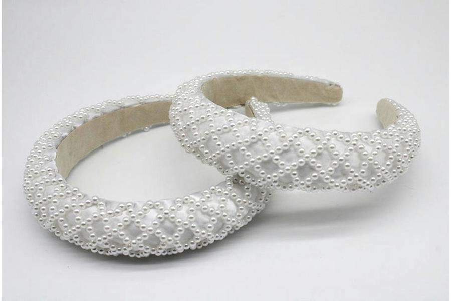 SVNX White Pearl Lattice Style Headband