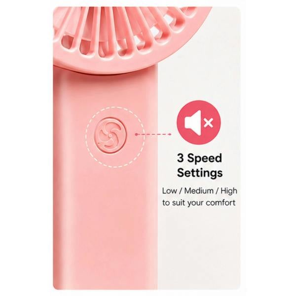 Dyzi Mini Rechargeable Handheld Fan 3 Speed USB Pink
