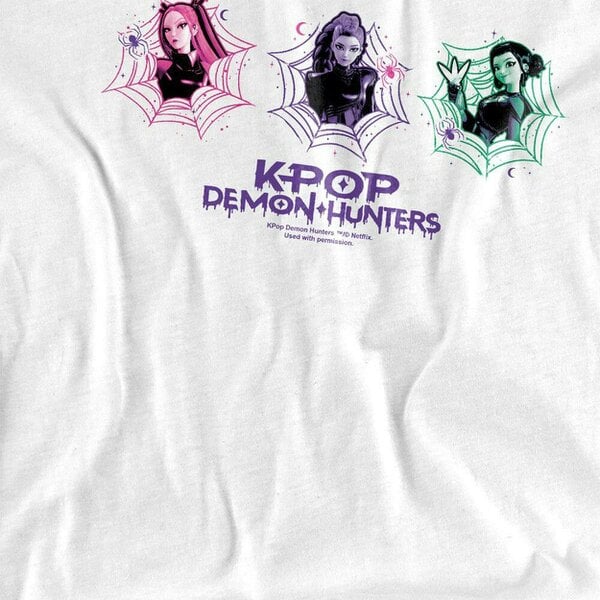 K-Pop Demon Hunters Childrens/Kids Huntr/X Spider Web T-Shirt - White