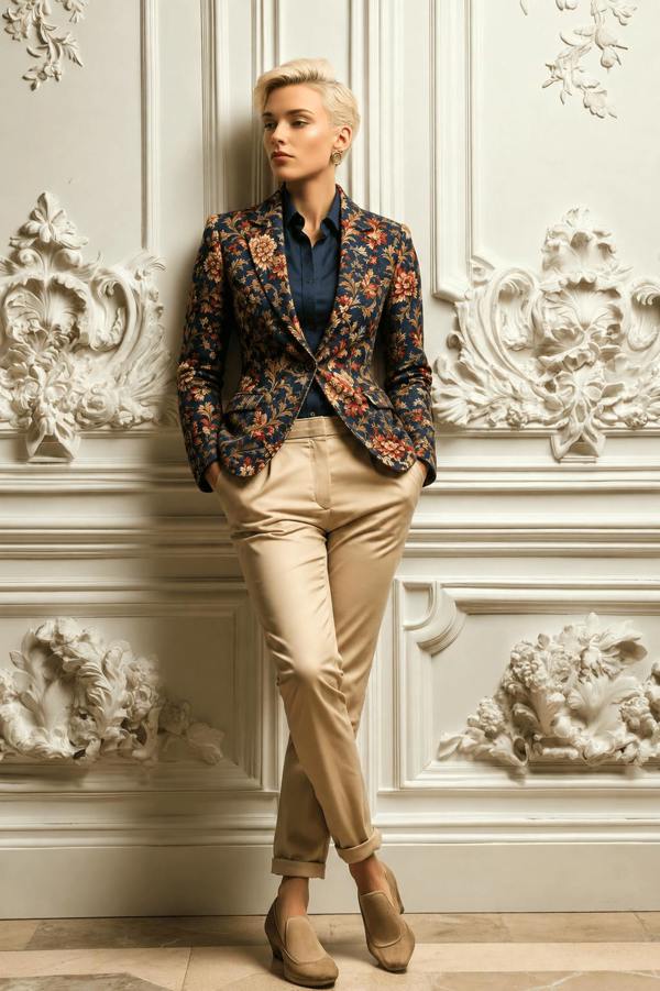 Midnight Baroque Bloom Print Blazer - Claudio Lugli Shirts