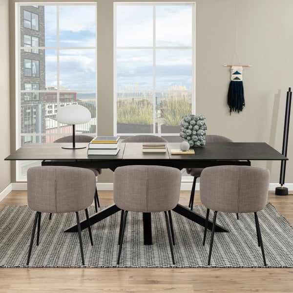Furniture To Go Heaven Extendable Dining Table with Ceramic Black Top 200cm