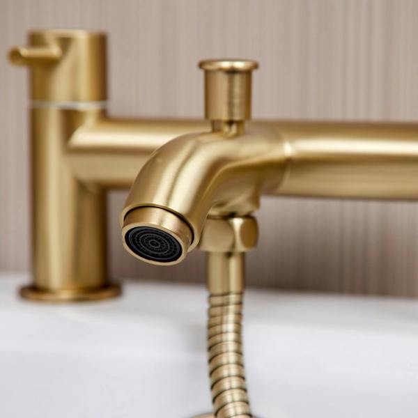 Flode Kumla | Bath Shower Mixer | Including Handset and Holder | Brushed Brass