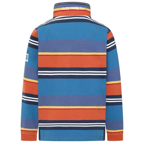 Lazy Jacks LJ40SC - Boy's Striped Quarter Zip - Grey