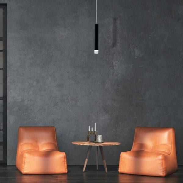 Milagro Carbon Black LED Pendant Lamp 1X5W Eye Catching Contemporary Cylindrical Lights With Built In Low Consumption Light Source