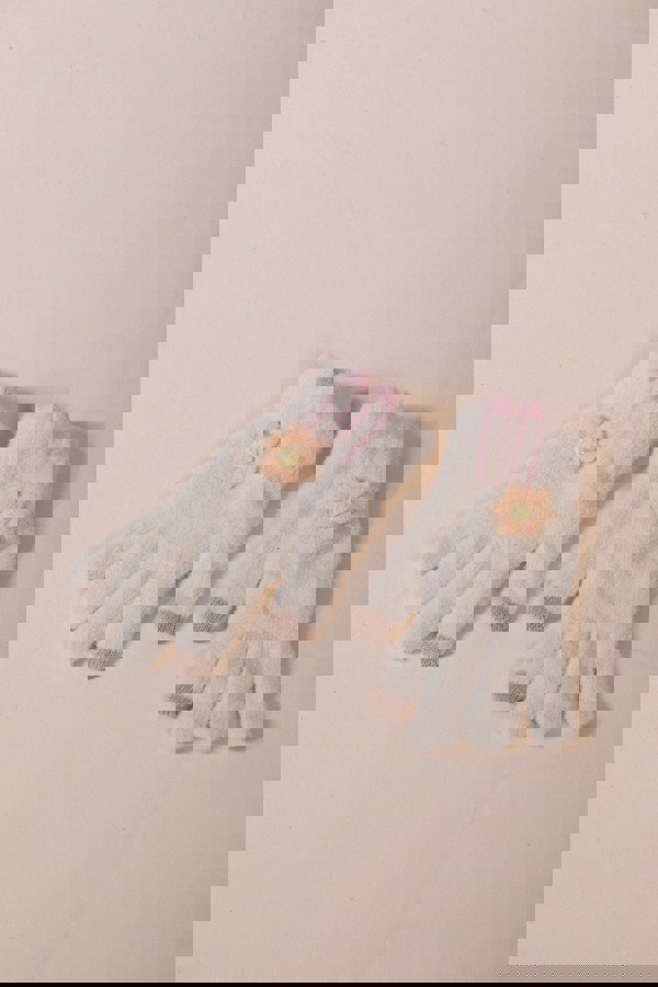 SVNX Knitted Flower Gloves in Beige