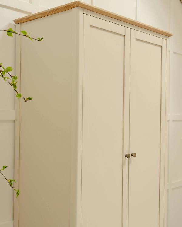 Statement Furniture Pembroke Double Wardrobe with Oak Top Modern 2 Door Wooden Storage