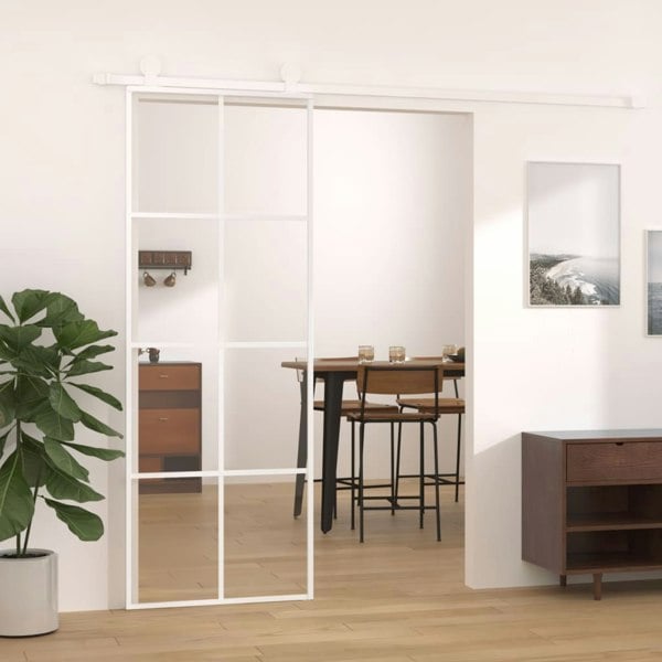 Berkfield Sliding Door ESG Glass and Aluminium 76x205 cm White