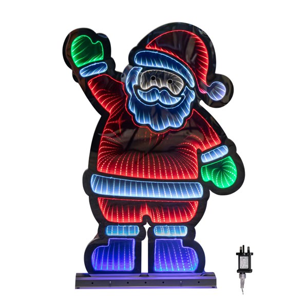 Samuel Alexander 74cm Infinity Light up Standing Santa Christmas Decoration with Multi-Coloured LEDs on Metal Base