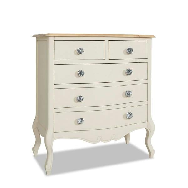 Statement Furniture Juliette Chest of Drawers Vintage Chic 2 Over 3 Chest with Crystal Handles