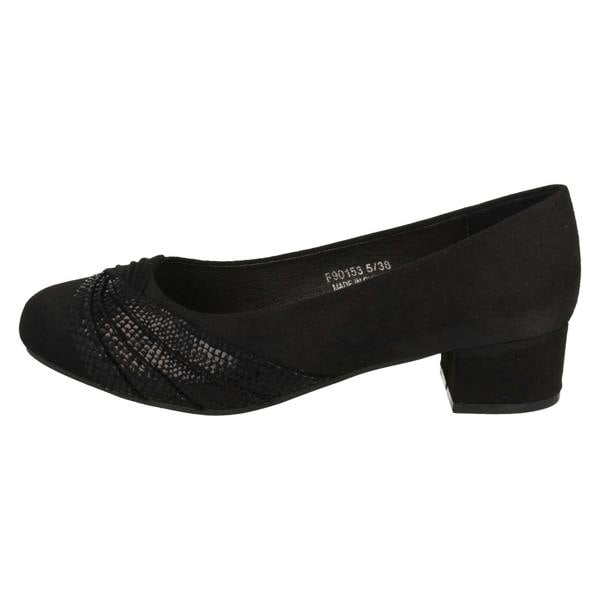 Spot On Ladies Spot On Block Heel Wide Fit Formal Satin Bow Court Shoes  F90153