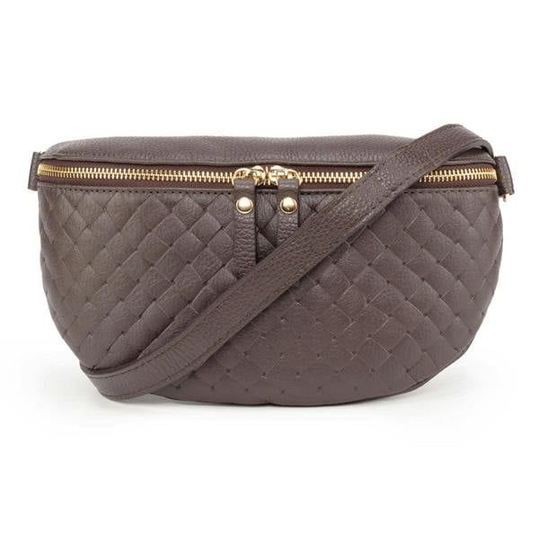Elie Beaumont Woven Sling Bag Chocolate - Midi size