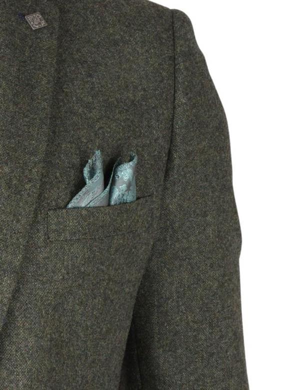 Infinity Leather Men's Olive Green Wool Blend Tweed Formal Blazer