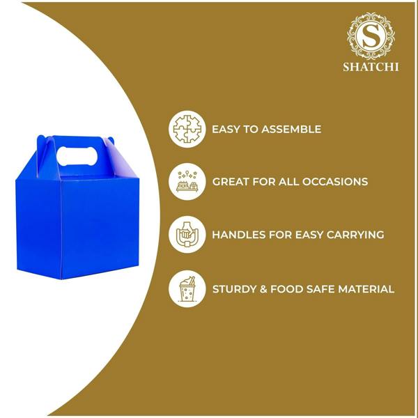 Blue Cardboard Party Food Boxes in Pack Sizes of 10, 20 or 30 for Snacks, Lunches and Treats image 6