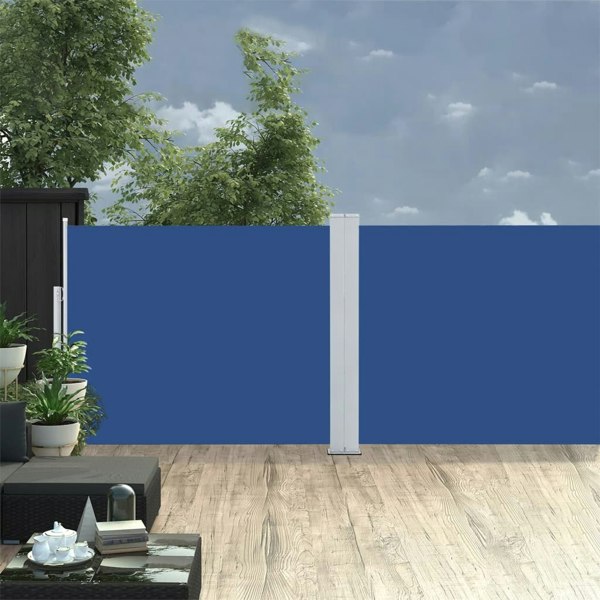Berkfield Retractable Side Awning Blue 140x1000 cm