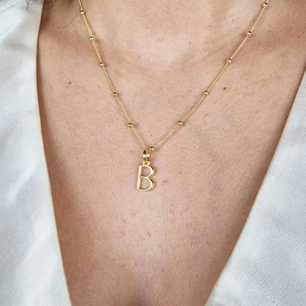 Harfi 18ct Gold Vermeil Plated Initial Pendant Necklace