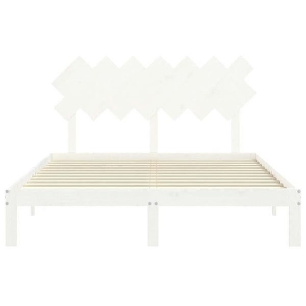 Berkfield Bed Frame with Headboard White King Size Solid Wood