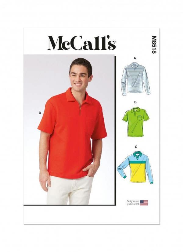 McCalls 8518 Paper Sewing Pattern – Men's Top, Size S-XXL, Intermediate