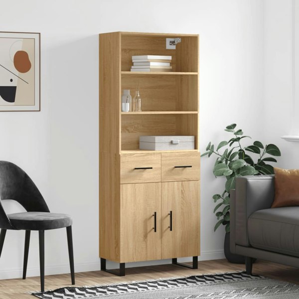 Berkfield Highboard Sonoma Oak 69.5x34x180 cm Engineered Wood