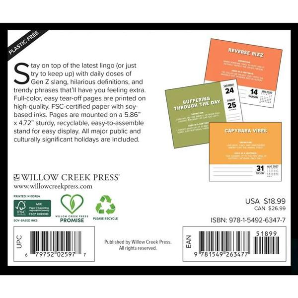 Gen Z Slang Desk Calendar 2027, Desk Calendars, Day To View, Humour, Gift