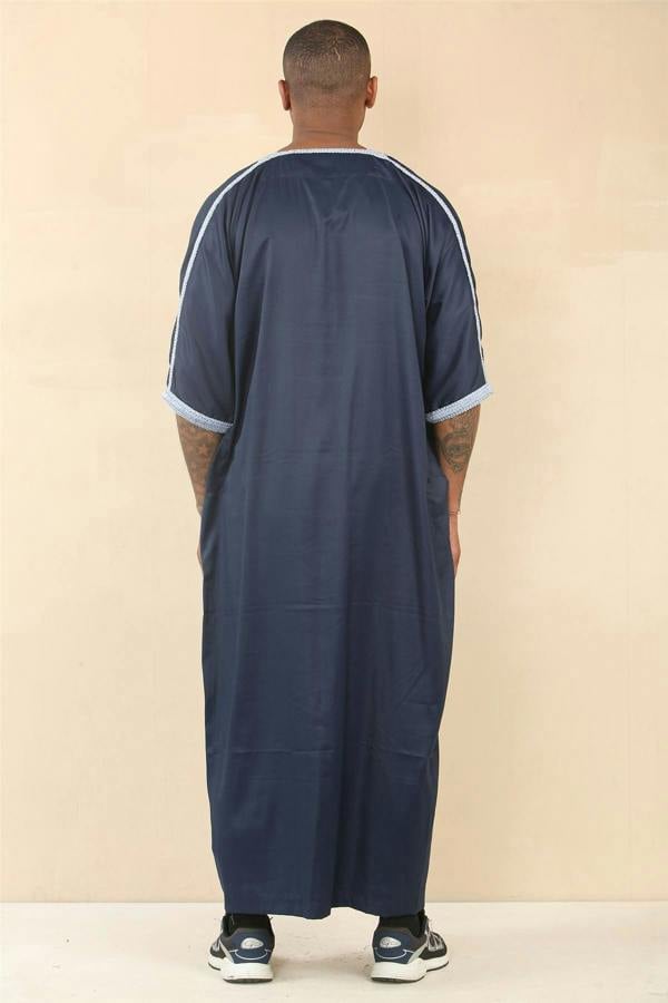 Infinity Leather Men's Blue Moroccan Thobe Jubba Robe Eid Djellaba Gandoura