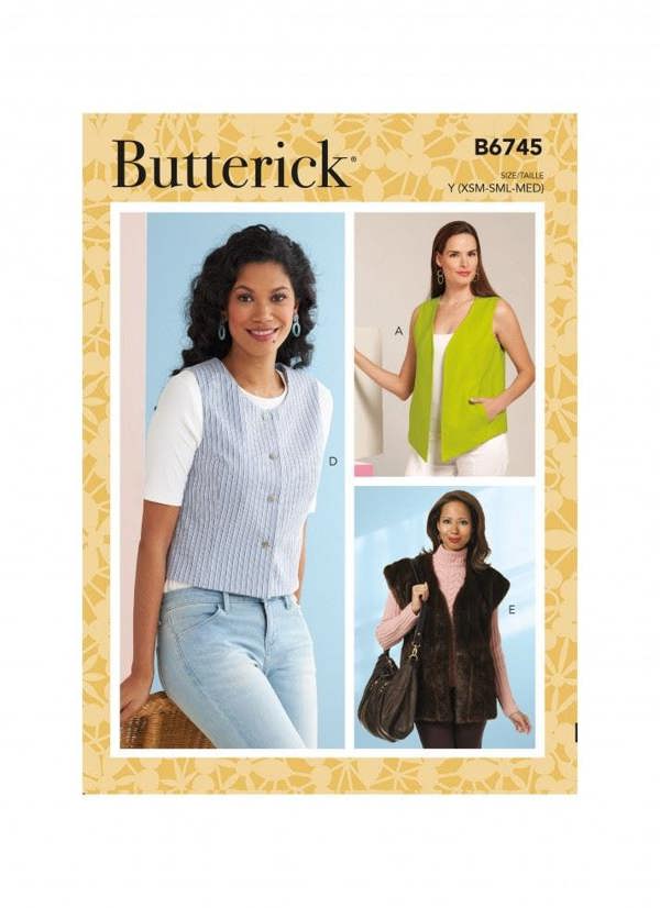Butterick Sewing Pattern 6745, Waistcoats for Women, Y (XS-S-M) - Easy