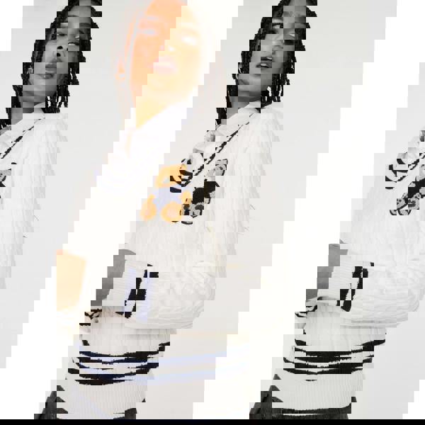 Pink Vanilla Contrast V-Neck Teddy Jumper