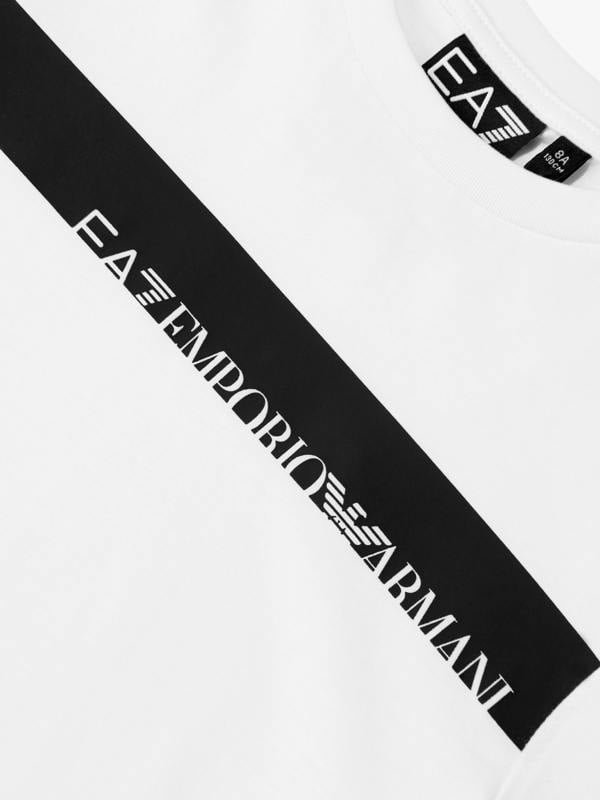EA7 Emporio Armani Boys Train Extended Logo T-Shirt in White