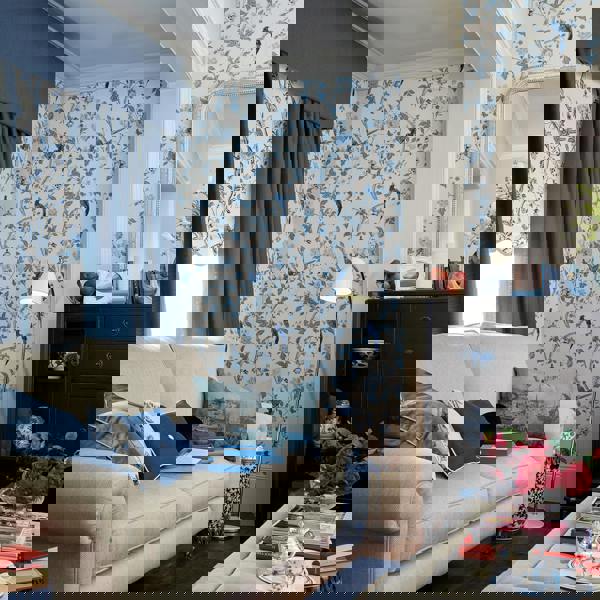 Laura Ashley Summer Palace Wallpaper - Royal Blue - 10m