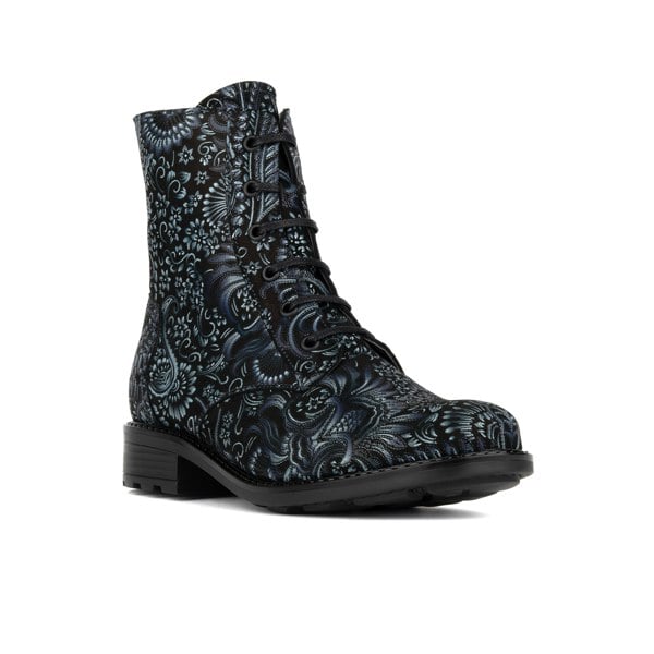 Embassy London Laviva High - Black & Blue - Women's leather-lined wide fit high ankle boot