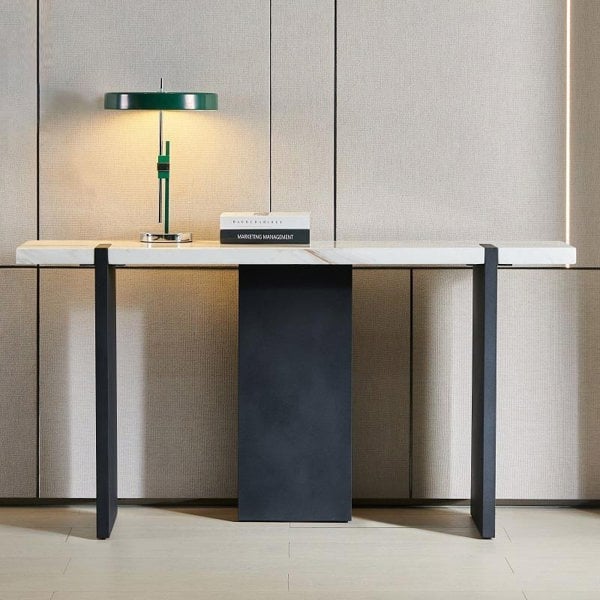 Detail view of Sienna Console Table with console table with storage