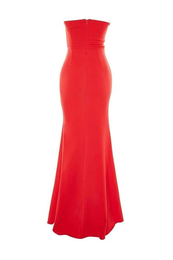 WOVCOR Collar Detail Woven Maxi Evening Dress