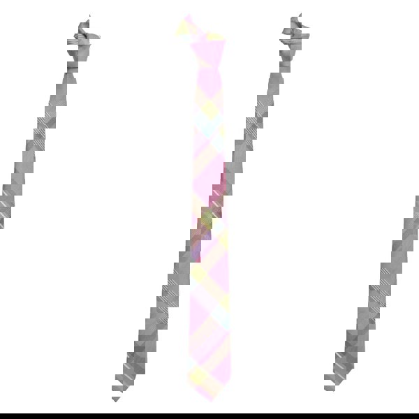 David WeJ Textured Check Tie - Pink Green