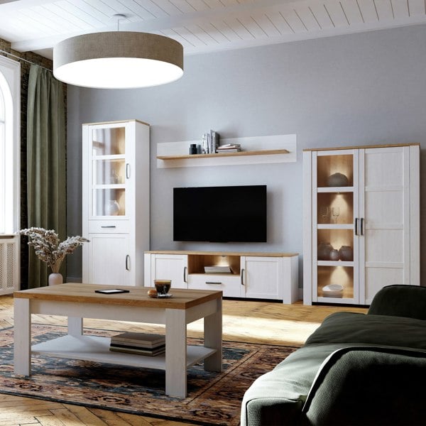 Furniture To Go Bohol Display Cabinet in Riviera Oak/White