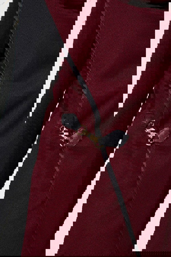 Red | Asymmetric Buckle Detail Wrap Jacket
