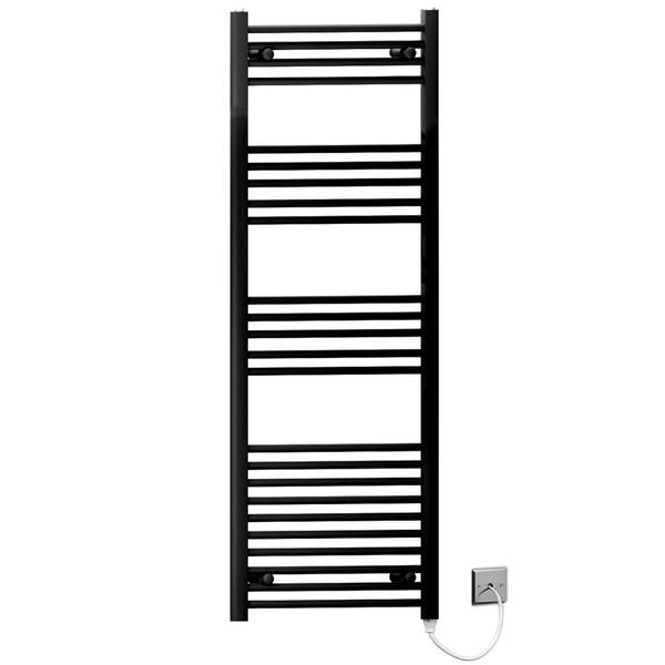 400mm-x-1400mm-Black-Electric-Pre-Filled-Heated-Towel-Rail-Radiator-For-Bathroom-Standard-Element-19mm-Tube