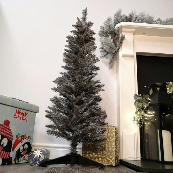 Samuel Alexander 4ft (120cm) Snowtime Wrapped Pencil Pine Grey Tree with 168 Tips
