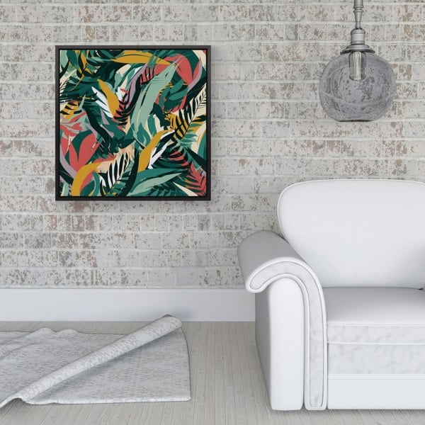 Warren Reed Coloured Tropical Leaves Framed Canvas