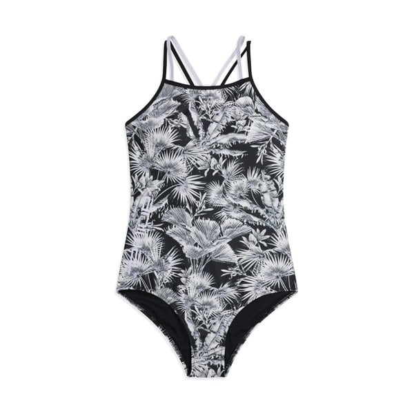 Animal Womens Zora Tropical Leaves One Piece Swimsuit - Black