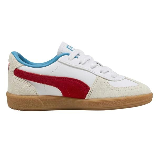 Puma Childrens/Kids Palermo Leather Low Cut Flat Trainers - White/Red - 